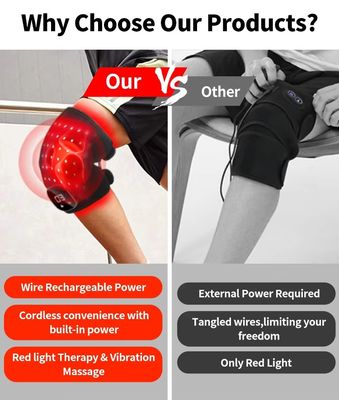 comprare Terapia con luce rossa per il ginocchio per alleviare il dolore 660nm 850nm Massaggio a vibrazione a infrarossi Pad termico ricaricabile e senza fili fabbricazione online