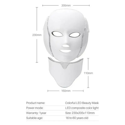 Maschera di protezione della luce LED del fotone di PDT facciale e colori di terapia 7 di bellezza della pelle del collo