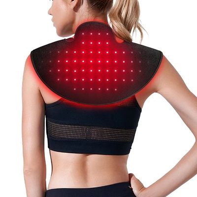Cappuccio di terapia con luce infrarossa indossabile ¥ 660nm e 850nm Luce rossa con telecomando wireless, timer e vibrazione per alleviare il dolore al collo, alle spalle e alla schiena